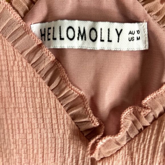 HELLO MOLLY scorpio season mini dress ruffle coquette feminine blush pink size M - Picture 6 of 14